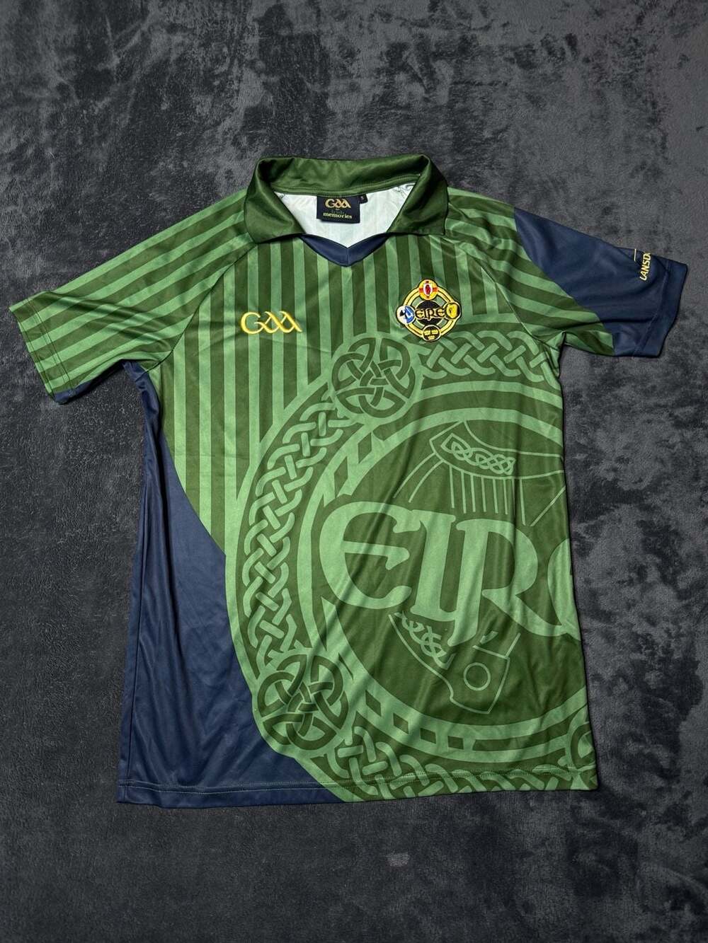 GAA Irish Memories Gaelic Football Jersey Size S Green Blue Celtic Cross